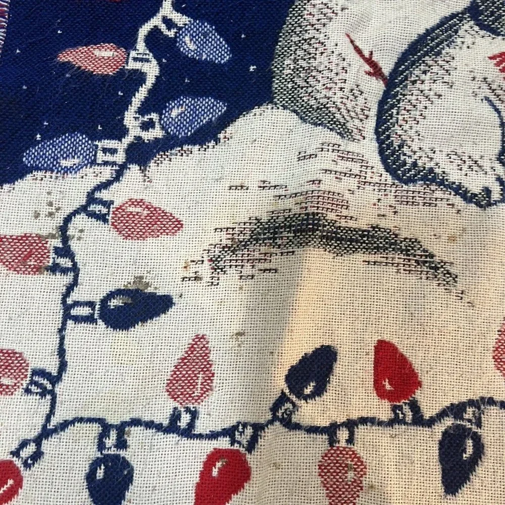 Vintage Throw Blanket Holiday Snowman Family Tapestry 60x49